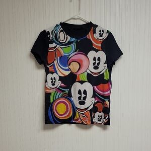 Desigual X Disney Short Sleeve Mickey Mouse T Shirt Womens Small 100% Cotton